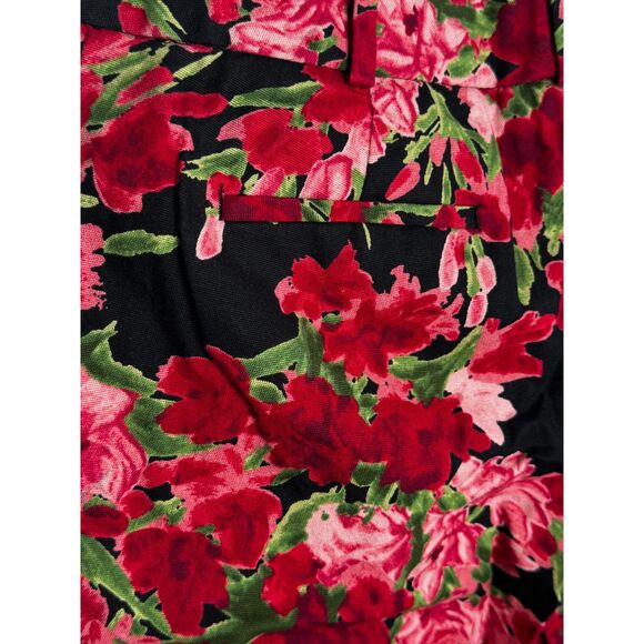 Talbots Petites 4P Red & Pink Floral Capri Pants Romantic Classic Fit - Picture 4 of 6